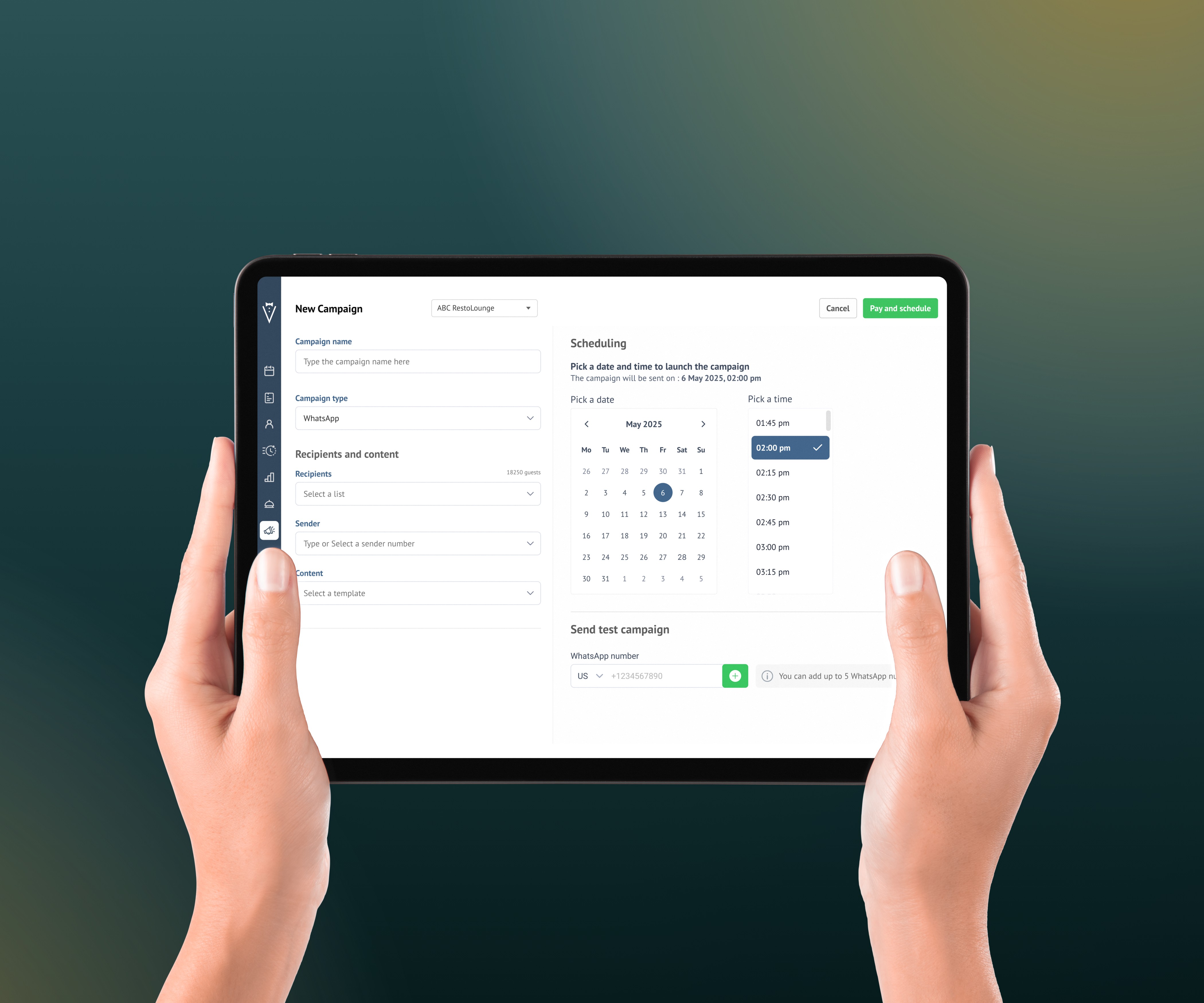 Restaurant manager launching a campaign in the platform