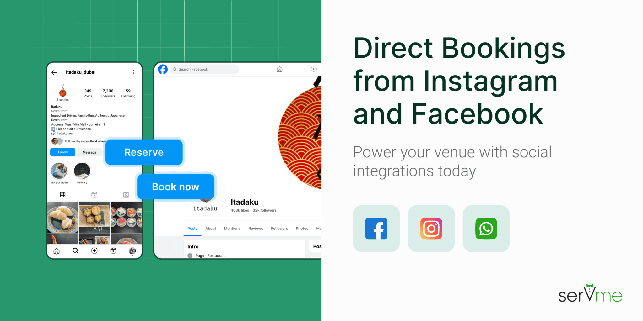 Increase Direct Reservations using Facebook & Instagram with Servme